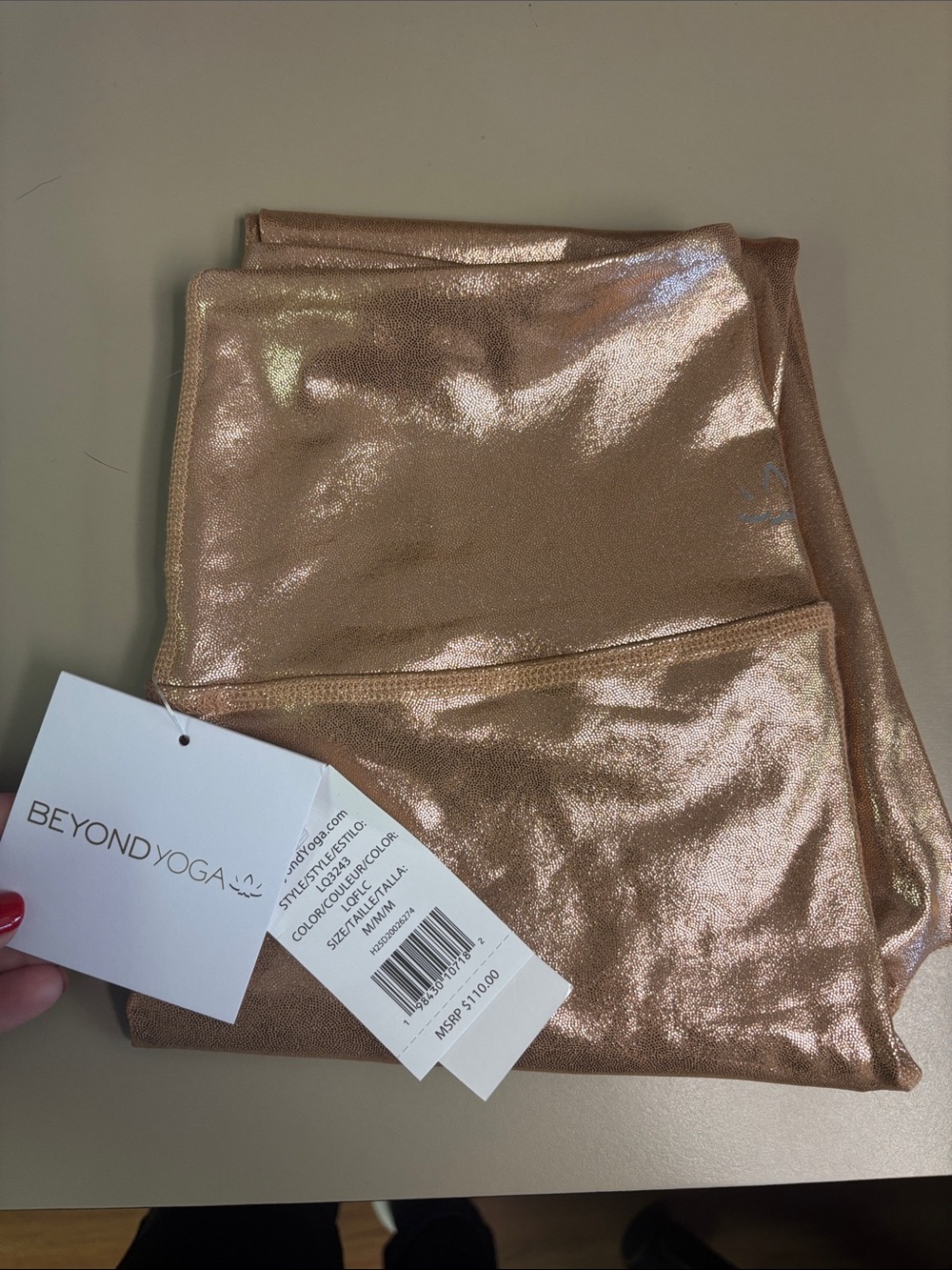 Beyond Yoga Shimmer Rose Gold High-Shine Leggings